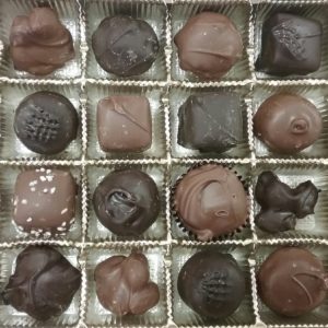 One pound assorted chocolate sampler gift box.
